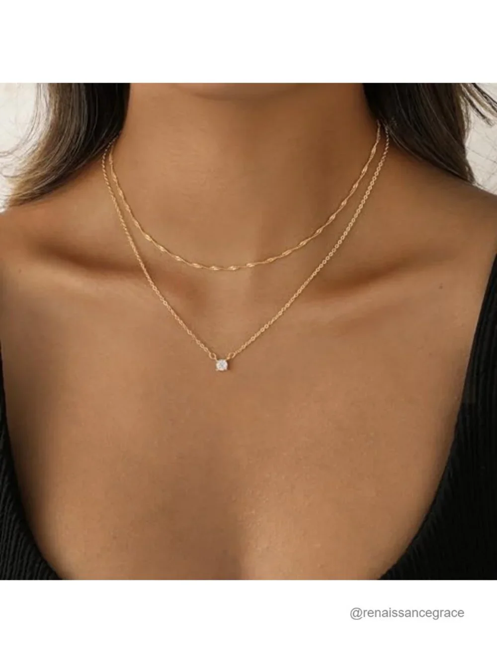 14K Gold Plated Layered CZ Necklace Set for Women Dainty Choker